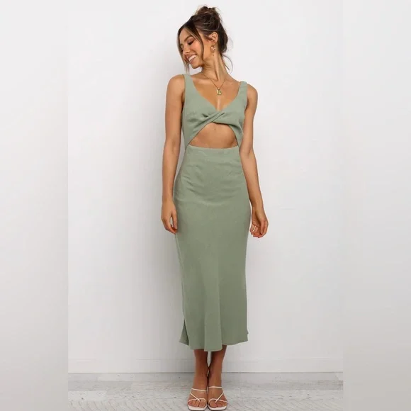 SOLD NWT Petal & Pup APOLLO cut out DRESS - OLIVE - Picture 5 of 5